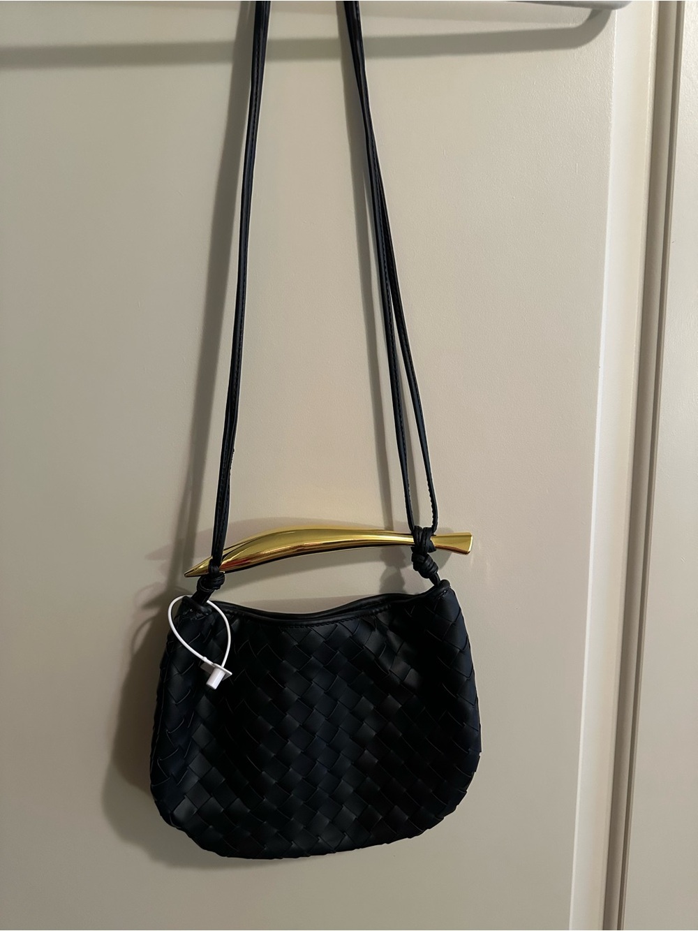 Black Woven Shoulder Bag - Classic Womens Crossbody